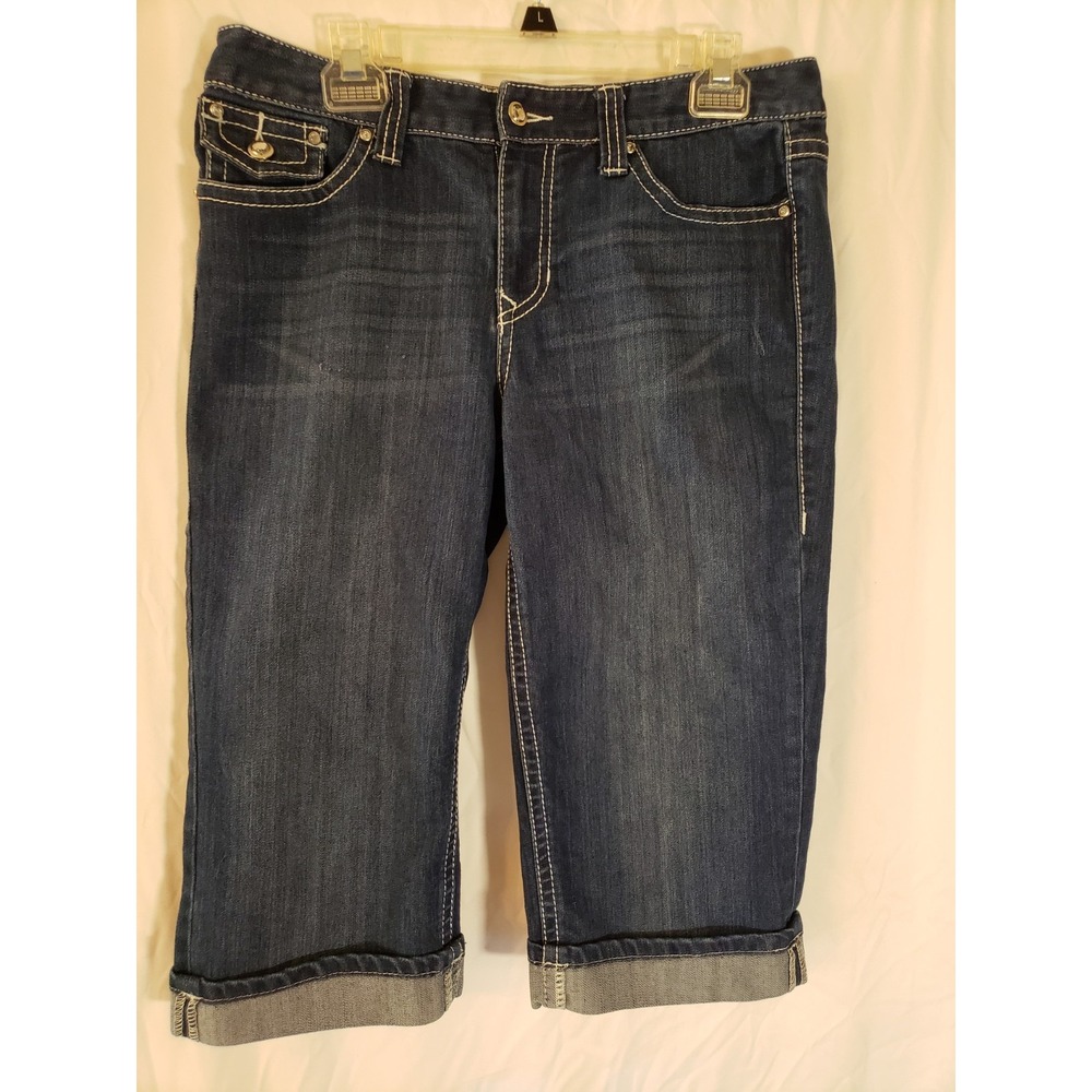 Women's International Concepts Denim Slightly Distressed Capris Size 12